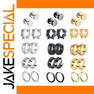 Unisex Black Gold Stainless Steel Hoop Earrings