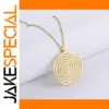 Geometric Spiral Pendant Necklace in Gold Steel