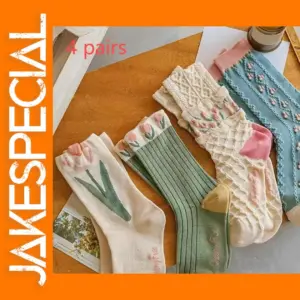 Floral Socks Set for Women - 4 Pairs