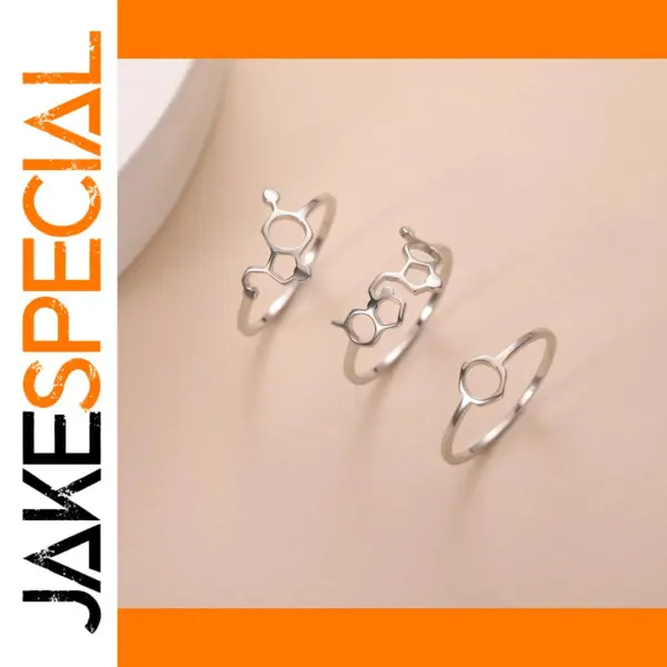 Caffeine Molecule Stainless Steel Ring for Women