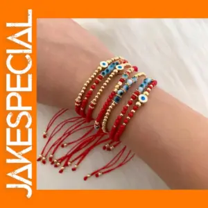 Turkish Evil Eye Red Crystal Beaded Bracelet