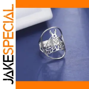 Luna Moth Stainless Steel Adjustable Ring