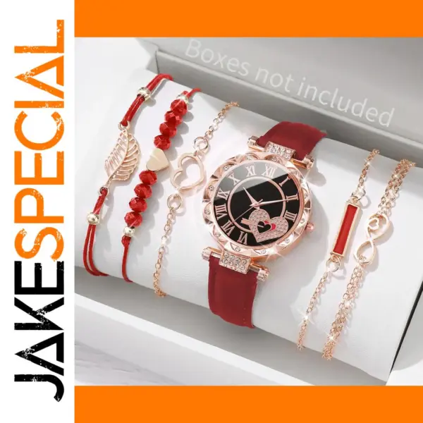 6PCS Women's Watch and Bracelet Set