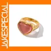 Pink Opal Heart Stainless Steel Ring for Women