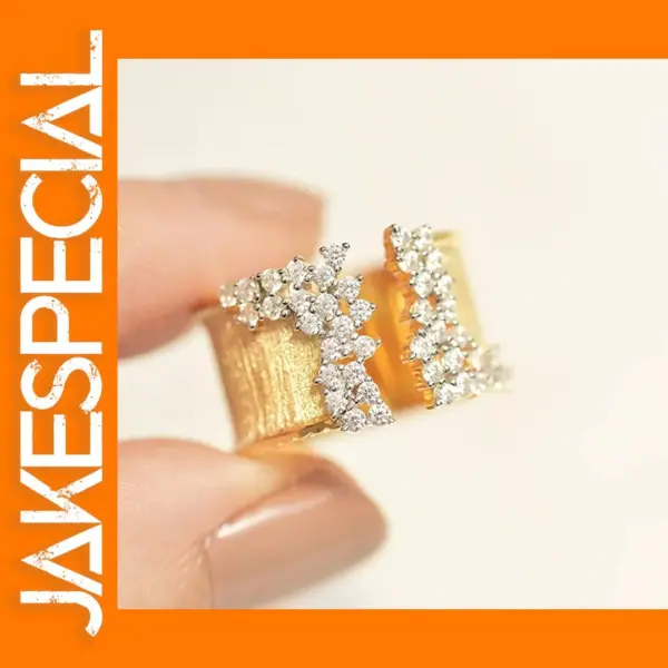 Gold Color Geometric CZ Stone Fashion Ring