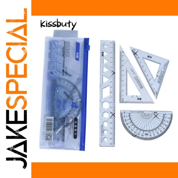 4-Piece Geometry Ruler Set for School Use