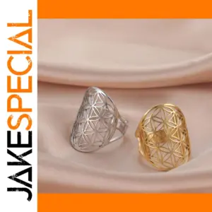 Stainless Steel Flower of Life Adjustable Ring