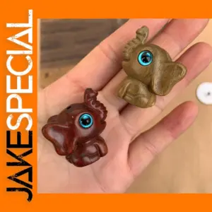 Mini Wooden Elephant Ornament Keychain Pendant