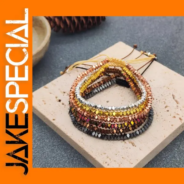 Hematite Beaded Adjustable Bracelet for Women