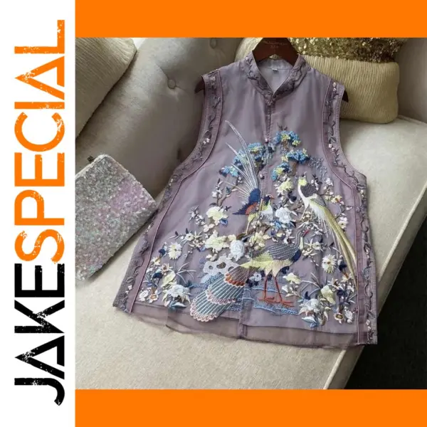 Chinese Style Yellow Embroidered Women's Vest