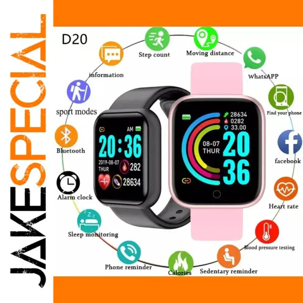 OZKVVM D20 Y68 Fitness Smartwatch with Heart Rate