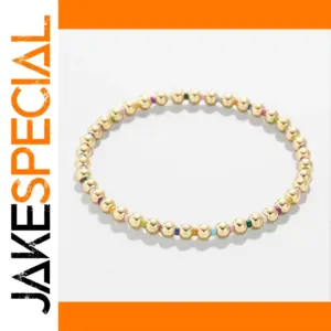 Gold and Colorful Beaded Stretch Bracelet
