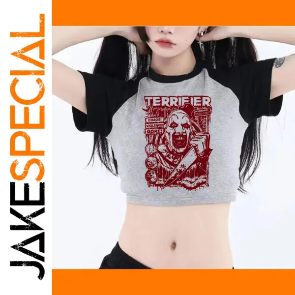 Vintage Korean Graphic Crop Top for Women