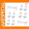 O Scale 1:50 White Dining Table Chair Set