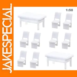 O Scale 1:50 White Dining Table Chair Set