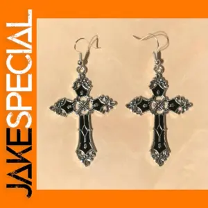 Vintage Black Cross Earrings for Women