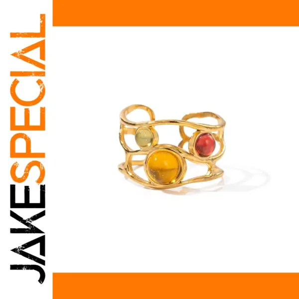 Wavy Open Ring with 18k Gold Plating