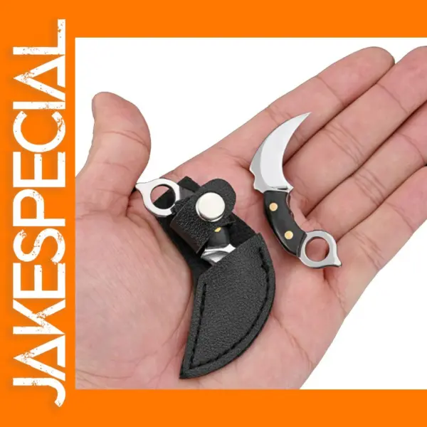 Mini Portable Fixed Blade Knife with Wood Handle