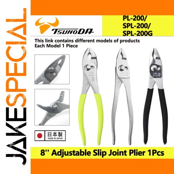 Tsunoda 8 inches Slip Joint Pliers PL-200 Japanese Original