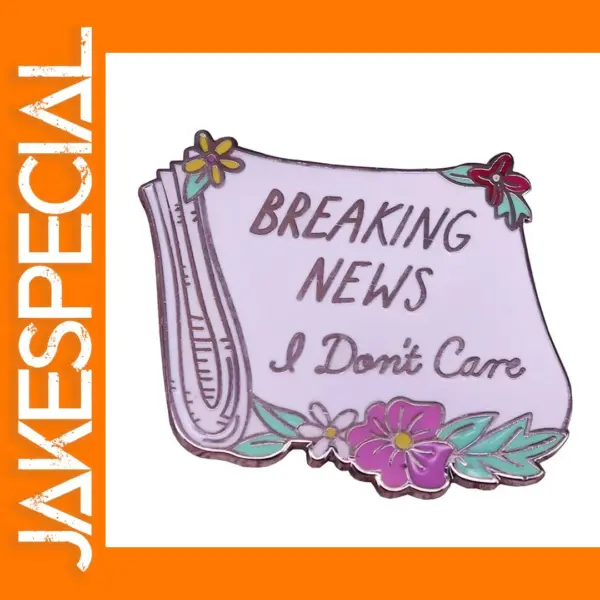 Breaking News Enamel Pin with Flowers