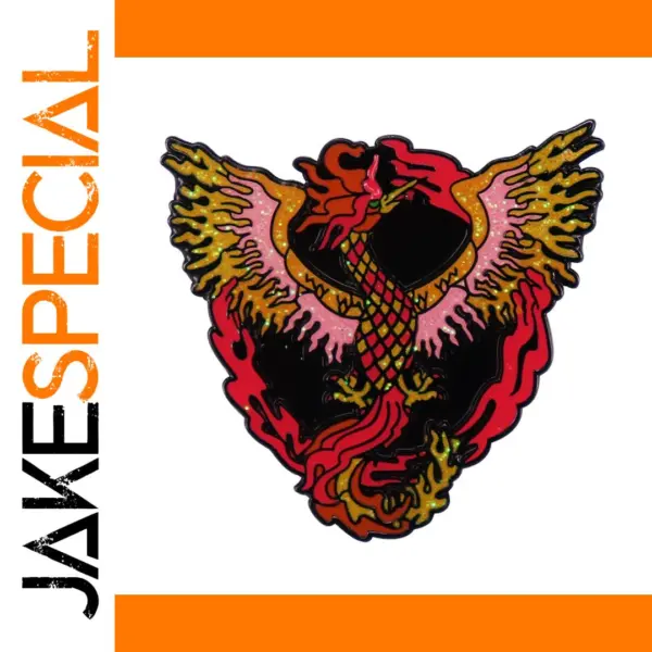 Flaming Phoenix Enamel Brooch Bold Design