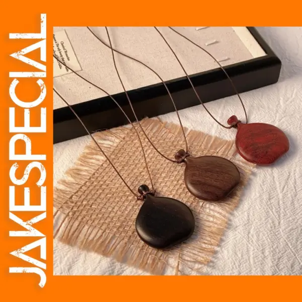 Cute Anime Wood Flagon Pendant Necklace