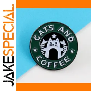 Cat Coffee Brooch Enamel Animal Pin Accessories