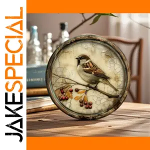 Nostalgic Bird and Cherry Wooden Plate
