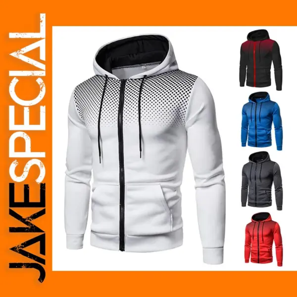 Men's Casual Polka Dot Zipper Hoodie