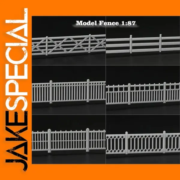 1 Meter White Fence for HO Scale Diorama