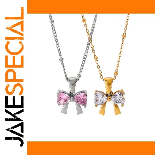 Trendy White Bowknot Stainless Steel Necklace