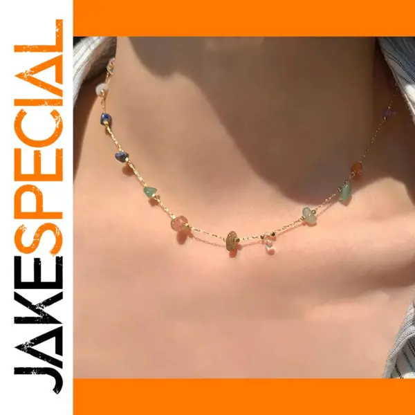 Geometric Acrylic Choker Necklace with Natural Stones