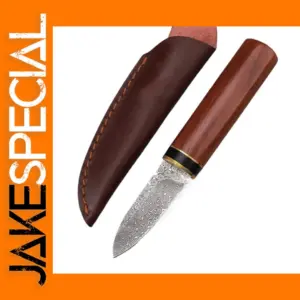 Damascus Steel Fixed Blade Camping Knife with Sheath