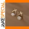 Elegant Cross Stud Earrings with Cubic Zirconia