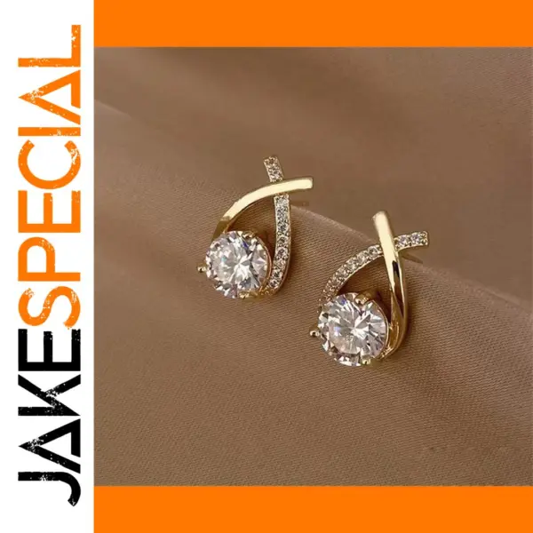Elegant Cross Stud Earrings with Cubic Zirconia