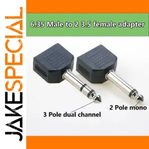 6.35mm to Dual 3.5mm Stereo Y Splitter Adapter
