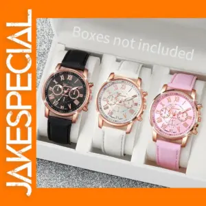 3pcs Leather Band Quartz Watches V248 Model
