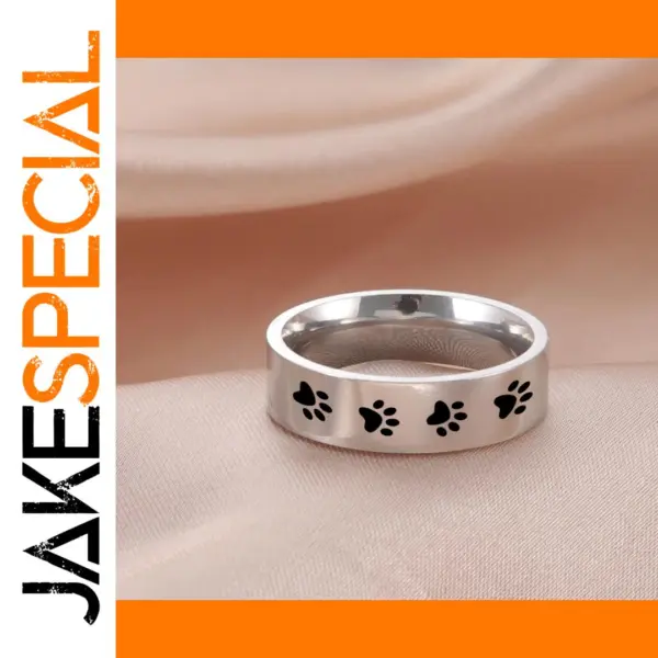 Stainless Steel Dog Footprint Ring for All