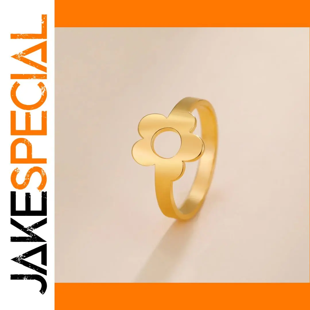 Gold Color Stainless Steel Flower Ring 1 Gold Color Stainless Steel Flower Ring