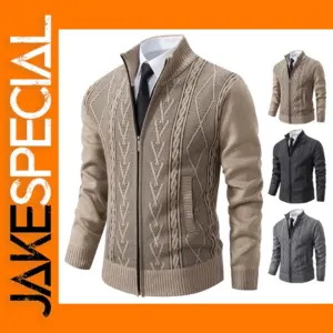 Thick Cashmere Zip Cardigan for Men
