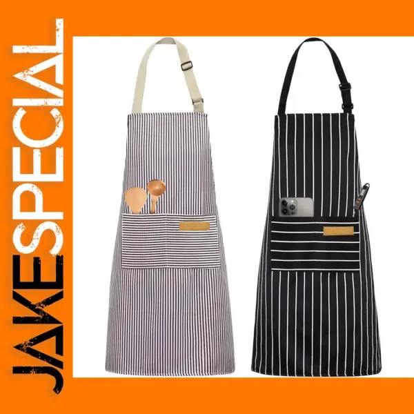 Adjustable Black and White Striped Apron