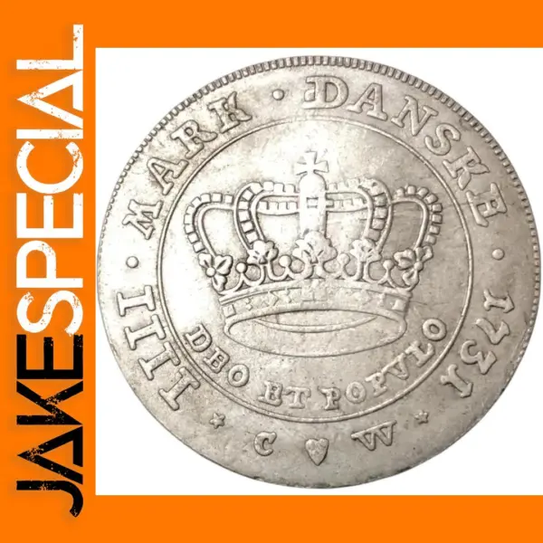 1731 Denmark 4 Mark Silver Copy Coin