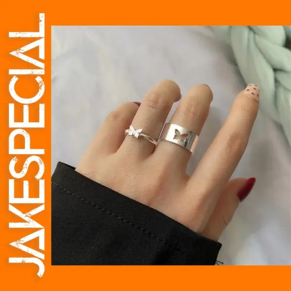 Trendy Butterfly Couple Rings Set for Lovers