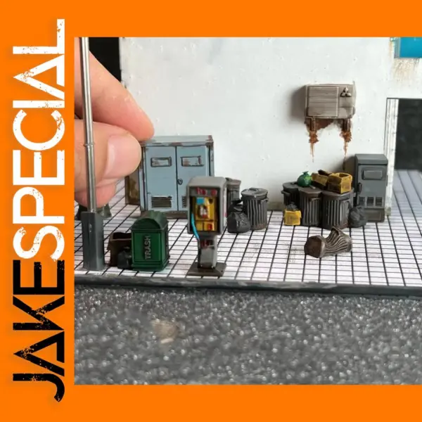 1/64 Scale Miniature Trash Can Phone Booth Model