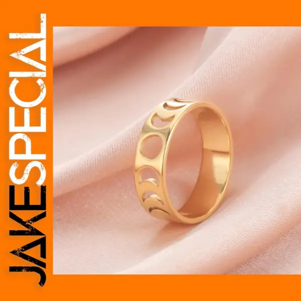 Crescent Moon Stainless Steel Ring for Women
