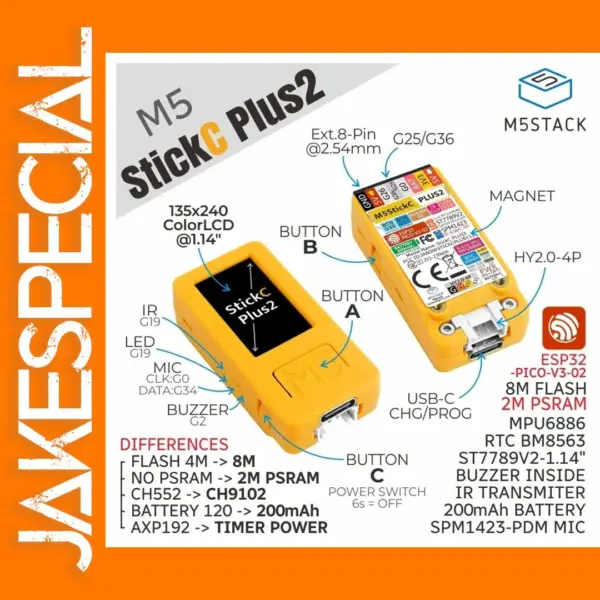 M5StickC PLUS2 ESP32 Mini IoT Kit