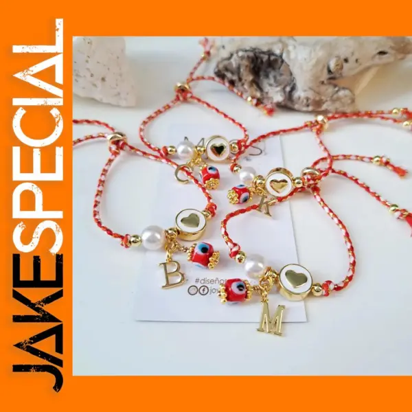 Evil Eye Charm Beaded Adjustable Bracelet