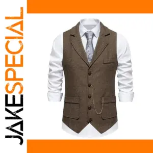 Men's Herringbone Tweed Suit Vest XXL