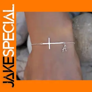 Dainty Initial Cross Bracelet in Silver Plated