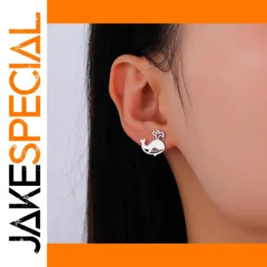 Whale Stud Earrings in Stainless Steel